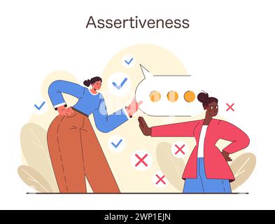 Assertiveness concept. Two individuals demonstrate assertive ...