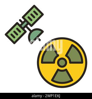 Radiation symbol and Satellite in Space vector concept colored icon or design element Stock Vector