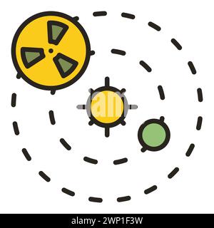 Nuclear Weapon in Space with Earth and Sun vector concept colored icon or symbol Stock Vector