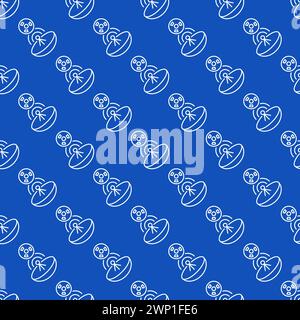 Satellite Dish and Radiation vector Parabolic Antenna concept seamless pattern in thin line style Stock Vector