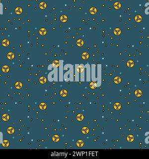 Nuclear Weapon in Galaxy vector Radiation concept colored seamless pattern Stock Vector