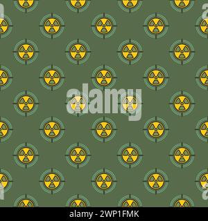 Radiation symbol inside Target vector concept colored seamless pattern Stock Vector