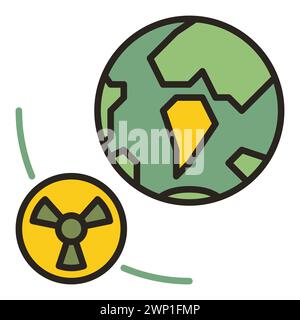 Nuclear Orbital Bomb in Space and Earth vector concept colored icon or design element Stock Vector