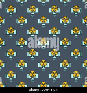 Satellite with Nuclear Weapon vector concept colored seamless pattern Stock Vector