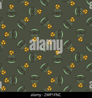 Parabolic Antenna and Radiation vector Satellite Dish concept colored seamless pattern Stock Vector