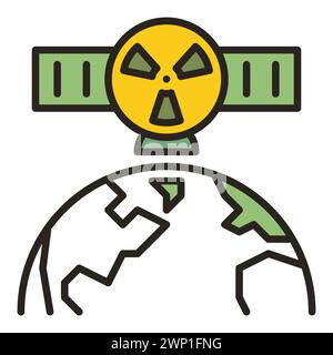 Satellite with Space Based Nuclear Weapon vector concept colored icon or symbol Stock Vector