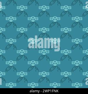 Satellite with Nuclear Weapon vector concept linear seamless pattern Stock Vector