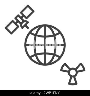 Space-Based Nukes with Earth and Satellite vector concept icon or sign in outline style Stock Vector