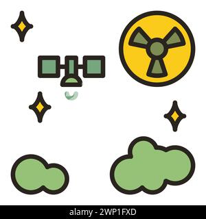 Space Based Nuclear Weapons and clouds vector concept colored icon or symbol Stock Vector