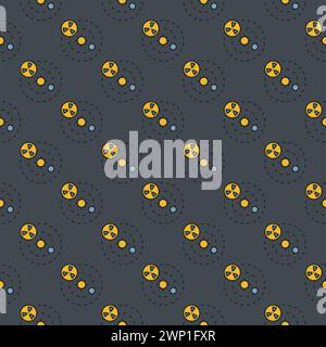 Nuclear Weapon in Space with Earth and Sun vector concept colored seamless pattern Stock Vector