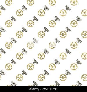 Satellite and Radiation sign in Space vector concept outline seamless pattern Stock Vector