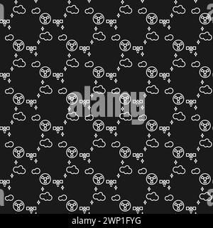 Space-Based Nuclear Weapons and clouds vector concept linear seamless pattern Stock Vector