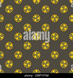 Radiation from Sun vector Space Nuclear Weapon concept colored seamless pattern Stock Vector