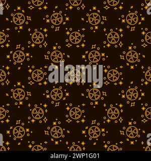 Space Based Nukes vector Radiation concept seamless pattern in outline style Stock Vector