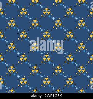 Space-Based Nukes vector Radiation concept colored seamless pattern Stock Vector