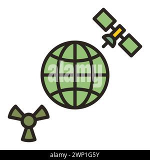 Space Based Nukes with Earth and Satellite vector concept colored icon or symbol Stock Vector