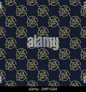 Nuclear Bomb in Space vector concept thin line seamless pattern Stock Vector