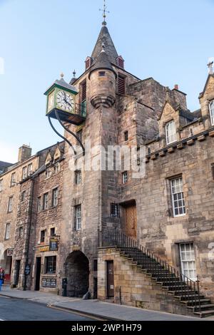 The Tolbooth Clock on the Royal Mile, Edinburgh Stock Photo