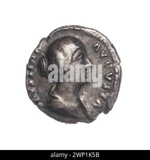 denarius; Faustina M Osza (Ca 130-176; Roman Empress 161-176); 147-161 (147-00-00-161-00-00);Faustina II (Roman Empress-around 130-176), Faustina II (Roman Empress-around 130-176)-iconography, Marek Aureliusz (Roman emperor-121-180), Semerau-Siemianowski, Władysław (1849-1938), Semerau-Siemianowski, Władysław (1849-1938)-collection, Venus (mitol.), Standing Venus (iconogr.), Wiktoria (personification), Dar (provenance), bust Stock Photo