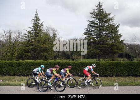 Camaiore, Italia. 05th Mar, 2024. The pack rides the 59th Tirreno