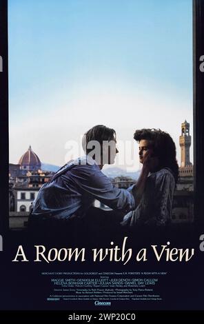 A Room with a View (1985) directed by James Ivory and starring Maggie Smith, Helena Bonham Carter and Denholm Elliott. Lucy Honeychurch  shares a brief romance with George Emerson in Florence but as she tries to move on with her life finds it hard to forget the events of that summer. Photograph of an original 1985 US one sheet poster. ***EDITORIAL USE ONLY*** Credit: BFA / Cinecom Stock Photo