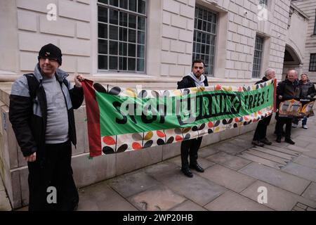 London, UK. 5th Mar, 2024. Activists from various environmental groups gather at the Department for Energy, Security and Net Zero to protest against the potential increase in subsidies for the Drax and Lynemouth power stations, advocating for the preservation of forests and a reduction in pollution. The groups include Extinction Rebellion, Biofuelwatch, Stop Burning Trees Coalition, Fossil Free London, Greenpeace, Stop Rosebank, Campaign Against Climate Change. (Photo by Joao Daniel Pereira/Sipa USA) Credit: Sipa USA/Alamy Live News Stock Photo
