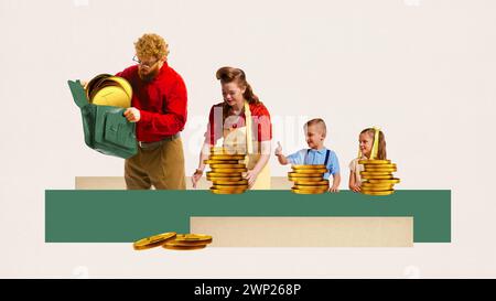 Children stacking coins Stock Photo - Alamy