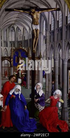 The Seven Sacraments ( Baptism, Confirmation and Confession - Christ on the Cross and the Eucharist - The Ordinatio, Marriage and Extreme Unction ) 1440-1445  by Rogier van der Weyden, Royal Museum of Fine Arts,  Antwerp, Belgium, Belgian. Stock Photo