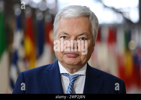 Brussels, Belgium. 05th Mar, 2024. Press statement by EU Commissioner Didier Reynders in Brussels, Belgium on March 5, 2023. Credit: ALEXANDROS MICHAILIDIS/Alamy Live News Stock Photo