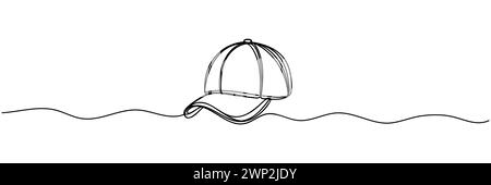 sports cap drawn one line, isolated on white background. Stock Vector