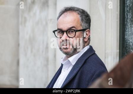 London, UK. 05th Mar, 2024. Paul Scully, MP, who served as Minister for London from 2020 to 2023 who announced yesterday that he is standing down at the next election, is seen on Whitehall today. Credit: Imageplotter/Alamy Live News Stock Photo