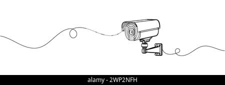 Continuous one line drawing of outdoor surveillance camera vector design. One line illustration of cctv camera. Stock Vector