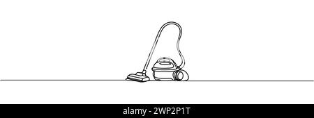 One continuous line drawing of electric vacuum cleaner home appliance. vector illustration. Stock Vector