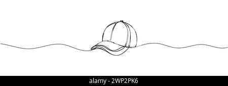 sports cap drawn one line, isolated on white background. Stock Vector