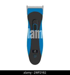 Hair and beard clipper trimmer isolated on a white background. Electric hairdressing equipment, hair clipper in a flat style. Vector illustration. Stock Vector