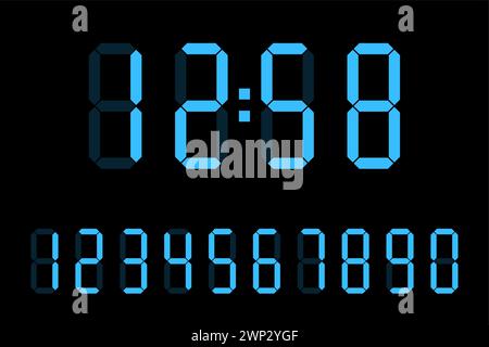 Digital clock numbers set. Electronic figures. Digital calculator numbers. Vector illustration. Stock Vector