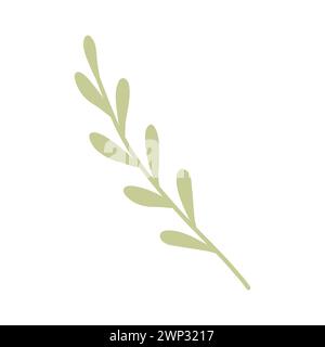 Simple green sprig, ecology or natural element, doodle style flat vector illustration Stock Vector