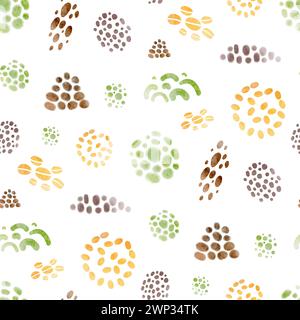 Geometric watercolor seamless pattern. Abstract design of confetti, doodles and dots. Textile ornament spotted background. Stock Photo