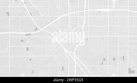 Background Fresno map, USA, white and light grey city poster. Vector map with roads and water. Widescreen proportion, digital flat design roadmap. Stock Vector