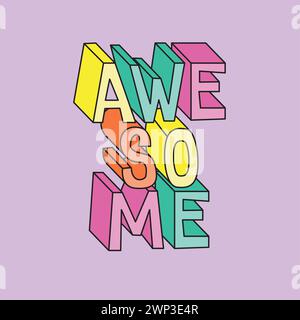 Awesome Typography colorful kids graphic design for t shirt print 3d typographic alphabet letters vector Stock Vector