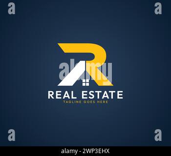 Real Estate Business Logo Template, Letter R Logo, House logo, Home Logo, Vector Design Stock Vector