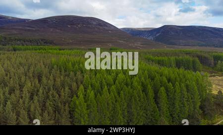 Aerial view of Glen Muick In the Cairngorms National Park of the Scottish Highlands of Scotland UK - Photo: Geopix Stock Photo