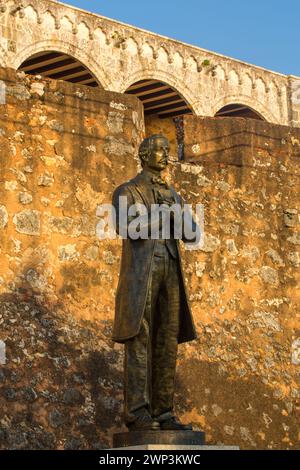 Statue of Juan Pablo Duarte in the Patriotic Plaza in the Colonial City of Santo Domingo, Dominican Republic.    Duarte is considered one of the found Stock Photo