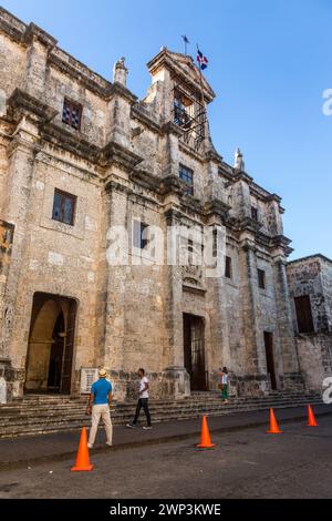 Tourists at the National Pantheon of the Dominican Republic, a mausoleum for the founders of the Dominican Republic.  Santo Domingo.   Originally buil Stock Photo