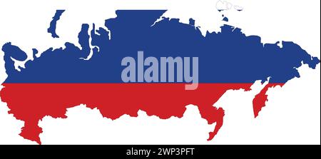 Russia Flag in Russia Map, Russia Map with Flag, Country Map, Russian Flag, Nation Flag Stock Vector
