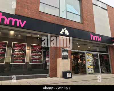 A HMV store days before closing down in the town shopping centre Stock Photo