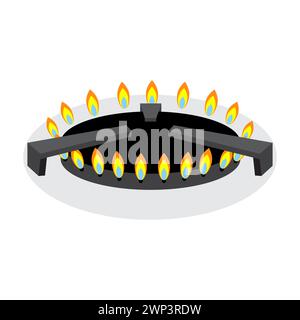 Stove burner sign. Gas stove. Logo design. Kitchen equipment. Isolated object. Vector illustration. Stock image. EPS 10. Stock Vector
