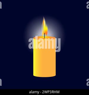 Abstract realistic candle bluebackground. Space background. Fire flame. Vector illustration. stock image. EPS 10. Stock Vector