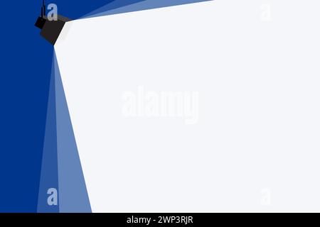 Spotlights picture. Blue room. Light banner. Realistic art. Interior design element. Vector illustration. Stock image. EPS 10. Stock Vector
