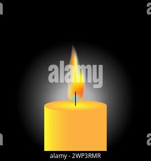 Abstract realistic candle black background. Space background. Fire flame. Vector illustration. stock image. EPS 10. Stock Vector